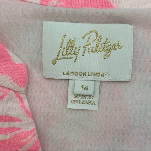 Lilly Pulitzer Mialeigh Palm Print Shift Dress Women’s Size 14 Pink and White - Picture 12 of 14